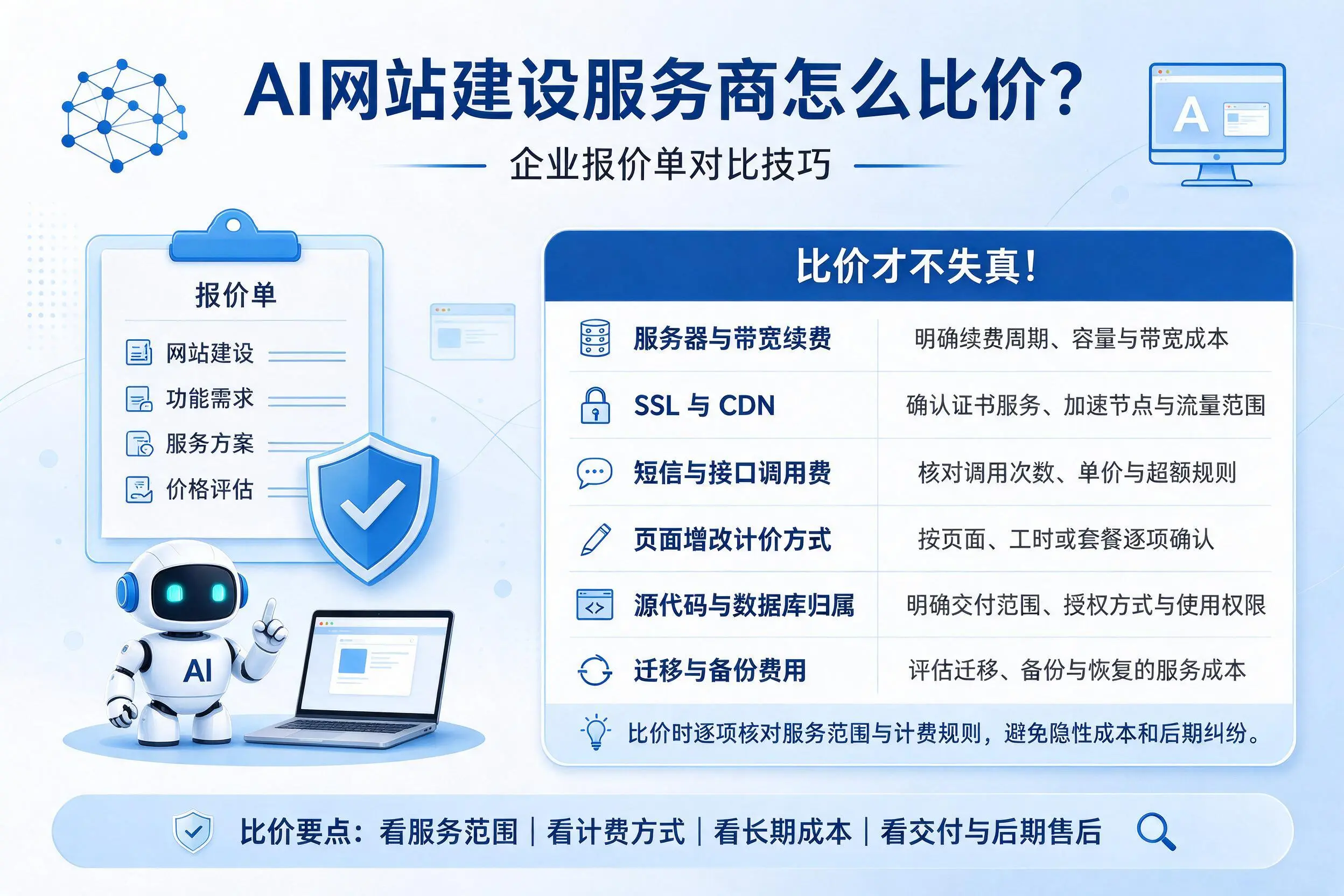 AI网站建设服务商怎么比价？绵阳企业报价单对比技巧